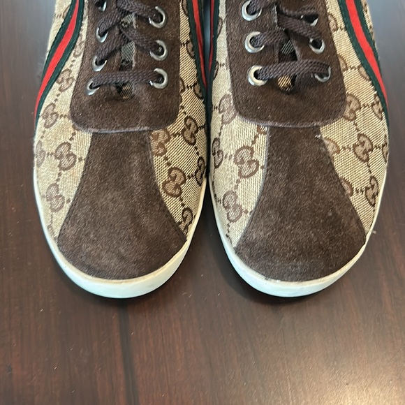 Gucci High Top Brown Canvas Sneaker Men’s Size 10 Authentic - Picture 8 of 16